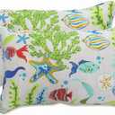 Pillow Perfect Outdoor/Indoor Pillows, Lumbar - 11.5" x 18.5", Blue Coral Bay 2 Count