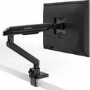 EVEO Premium Single Monitor Arm 14"34", Adjustable Gas Spring Monitor Mount, Single Arm Desk Mount for 34 Inch Computer Screens, VESA Compatible Stand with Clamp and Grommet Base  Black