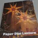 2 Pack 26.8 Inch Paper Star Lantern Christmas Decor with Timer, 3D 8 Modes 7-Pointed Star Diwali Hanging Lights, Christmas Decorations Lamp Indoor for Birthday Wedding Party (Champagne)