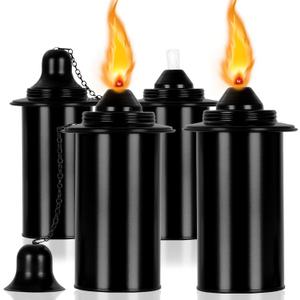 16oz Torch Replacement Canisters,Torch Refillable Canisters Bamboo Torch Fuel Can, Citronella Tabletop Torches Canister Outdoor for Patio Garden Decor, Black, 4 Pack