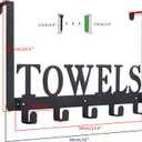 Kuhome Over The Door Hooks, Towel Holder for Bathroom, Door Mount Towel Rack Towel Hooks for Bedroom Beach Towels Bathrobe Wall Mount Hang on The Door Cabinet Cupboard Metal Sandblasted (Black)