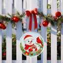 Eiflow Glass Christmas Diamond Art Hanging Kit for Adults, DIY Stained Glass Diamonds Painting Door Hanger Board Kit, Crystal Diamond Art Painting Pendant Ornament Full Drill (Snowman and Cardinal)