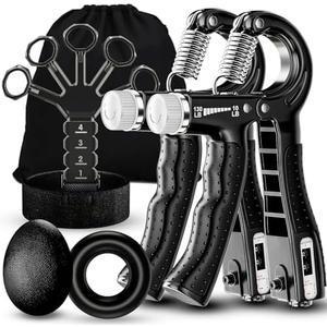 ACOTANT Grip Strength Trainer(5 Pack) with Finger Exerciser, Hand Grip Strengthener, Finger Stretcher,Grip Ring & Stress Relief Ball for Muscle Building and Injury Recover with Carry Bag