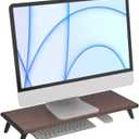 loukin Monitor Stand Riser for Desk, 22.4" x 8.3" Larger Computer Stand for Laptop, PC, Printer, Sturdy Desktop Computer Shelf with Non-Skid Rubber, Home Office (Brown)
