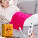 WOOMER Extra Large Heating Pad, Electric Heating Pad for Back Pain & Cramps Relief, Heat Pad with Multi-Color Option, Moist Heat Therapy Feature, Auto Shut-Off, Power Cords Storage Belt (12"  24", Magenta)