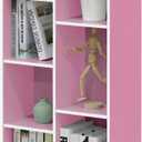 Furinno LUDER Book Shelf, 7-Cube Bookshelf, Bookcase with Open Shelves, 9.4 x 19.5 x 41.7, Easy Assembly, for Living Room, Bedroom, Home Office, White/Pink