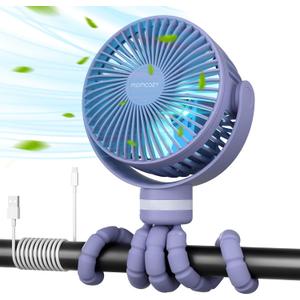 Momcozy 8000mAh Portable Stroller Fan, 27H Ultra-long Battery Life Detachable 4 Speed 360Rotate LED Night Light with 2 Modes, USB Rechargeable Handheld Cooling Fan for Travel/Car Seat/Bedroom (Blue)