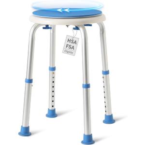 FSA HSA Swivel Shower Stool for Inside Shower, Shower Chair for Inside Tub, Shower Seat, Bath Chair for Elderly/Pregnant SOUHEILO, Blue