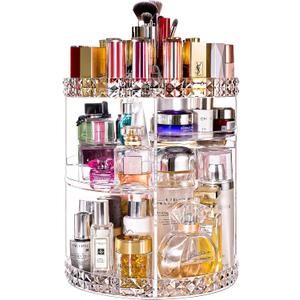 360 Rotating Makeup Organizer Large Perfume Cosmetics Organizer Beauty Organizer Clear Cosmetic Storage Display Case with 7 Layers and Detachable Shelves for Bedroom Dresser or Vanity Countertop