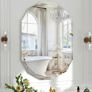 36x24 Inch Beveled Oval Bathroom Mirror, Frameless Copper-Free Silver Mirror, Modern Vanity Mirror, Decorative Wall Mirrors Over Sink for Restroom, Bedroom, Living Room, Bathroom, Entryway