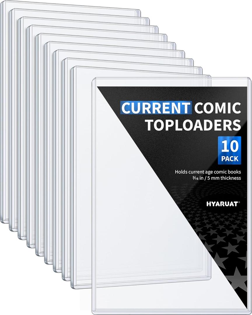 Comic Book Top Loaders for Current, Toploader Hard Sleeves Holder for Comic Books Storage and Display, 10 Pack
