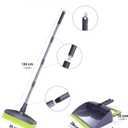 Adjustable Rubber Push Broom and Dustpan Set, Self Cleaning Indoor Outdoor Angle Brooms with Dust pan for Home, Long Handle for Floor Sweeping, Kids, Carpet Dog Cat Pets Offices Use