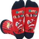 2 x Christmas Novelty Socks Colorful Fun Cute Sock Santas Xmas Gifts Stocking Stuffer Within Gift Box (One Size)