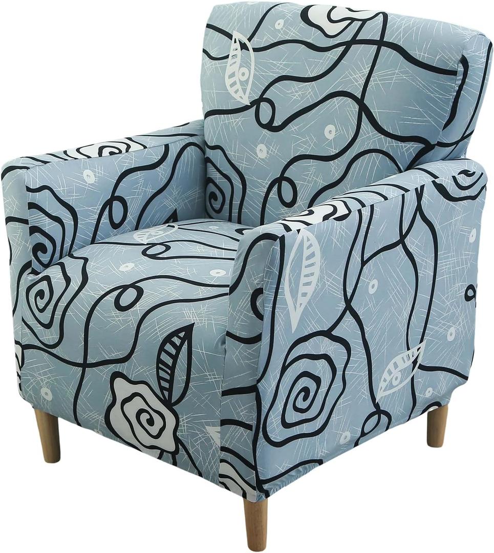 FUANGUI Banquet Armchair Slipcover Printed Chair Covers with Arms Stretch Club Chair Slipcover Soft Armchair Sofa Covers Anti-Slip Furniture Protector for Dogs Pets Home Living Room Decor, 21 (1PCS)