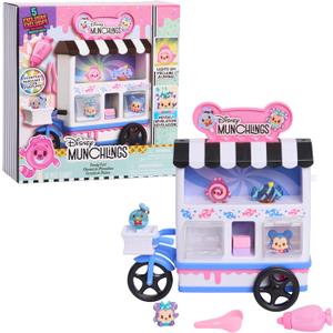 Disney Munchlings Candy Cart Playset with Lights, 13-Pieces, Color Change and Scented Figures, Kids Toys for Ages 3 Up by Just Play