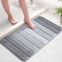 Kmson Ombre Chenille Bathroom Rugs Mat, 17"x24" Non-Slip Bath Mat for Bathroom Floor & Bathtub, Ultra Soft Washable Shaggy Bath Rugs, Fluffy Thick Water Absorbent Microfiber Shower Mat Green