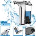 PZOTRUF Automatic Soap Dispenser, Touchless Dish Soap Dispenser 17oz/500ml with Upgraded Infrared Sensor, 5 Adjustable Soap Dispensing Levels, Liquid Hand Dispenser for Bathroom (Silver Set)