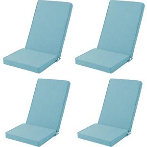 Adirondack Chair Cushions Set of 4 - Removable Covers, Water-Repellent & Fade-Resistant Faux Linen, Securing Straps, Non-Slip Bottom, Fit for Most Outdoor Adirondack & Rocking Chairs - Teal