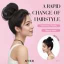 MY-LADY 100% Human Hair Messy Bun Hair Piece, Natural Wavy Messy Buns Hair Pieces for Women Hair Buns with Elastic Band Updo Ponytail Extension Medium Brown Mix Dark Blonde