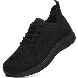 Sneakers for Women Walking Shoes Casual Lightweight Breathable Tennis Shoes Non Slip Work Shopping Travel (9, Black/Tongue)