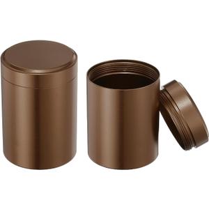 uxcell 2 Pcs Round Tea Canisters, 2.6" x 1.8" Portable Storage Jar Airtight Metal Tea Containers with Lids for Storing Coffee Beans Cookies Spices Candies Candles DIY, Brown