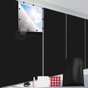 FADOTY Blackout Curtains for Bedroom, Portable 100% Black Out Window Cover Film, Cuttable Blackout Shades Fabric Sheet, No Drill Window Blinds, Sun Heat Light Blocker for Travel Media Dorm, 57'' W