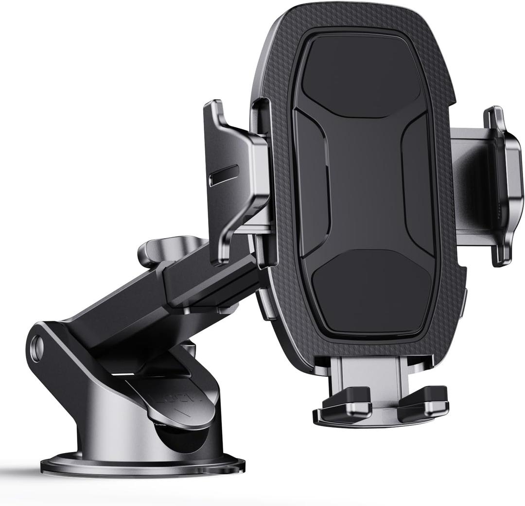 Phone Holders for Your Car | Car Phone Holders for IPhone with 360-Degree Rotation | Dashboard Cell Phone Holder | Easy Installation & Strong Grip for Safe and Convenient Driving, Black