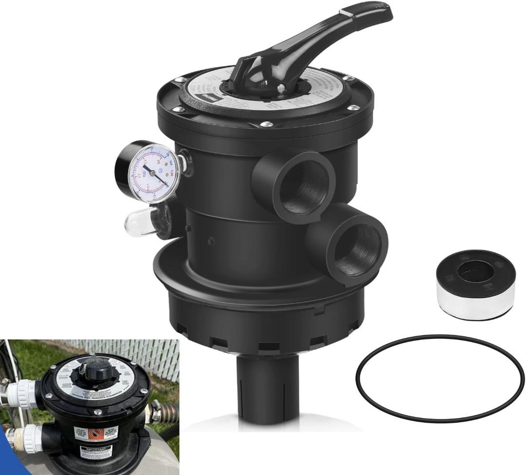 Replacement SP0714T VariFlo Top-Mount Multiport Valve Compatible with Hayward Pro OR VL GM SM SW Series Sand Filters, 1.5" FIP Port 7-Position Control Valve, Black,Replace for SP714T, SP0714T, SP0704