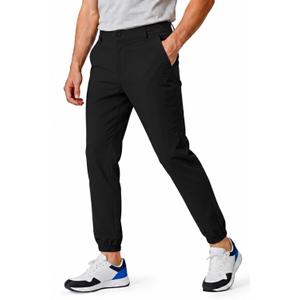 GINGTTO Mens Golf Pants Joggers Slim Fit Tapered Stretch Black 28in Inseam | Lightweight, 4 way Stretch, Athletic fit, Stretch waist, Zipper pockets, Versatile for golf, dress and casual occasions. Size 28W 26L