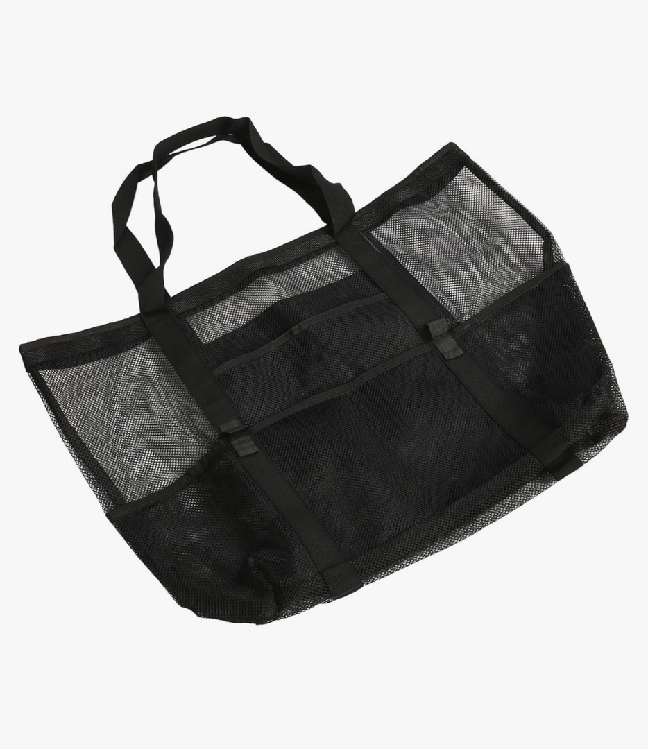 Extra Large Beach Bag 40L with 8 Pockets, Lightweight and, Black, with Pockets for Travel, Beach Trips, and Vacations 23x15 inch Black
