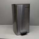 Songmics Silver Trash Can (38.5 x 33.5 x 60.5 cm) – Stainless Steel Waste Bin with Lid, Modern Kitchen Garbage Can 