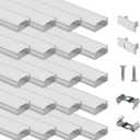 Muzata 20Pack 3.3FT/1M LED Channel Aluminum U Shape Silver LED Strip Diffuser Channel with Milky White Cover Easy Installation U1SW WW 1M