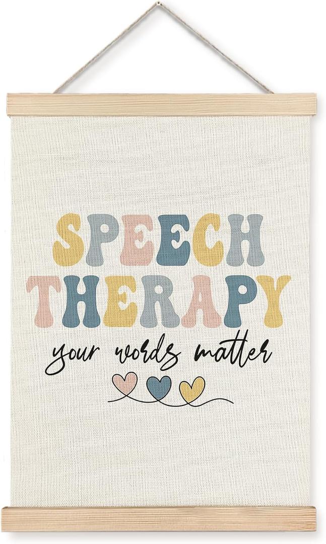 ignytiger Mental Health Speech Therapy Wall Art Poster Framed, SLP Speech Therapy Your Word Mattes Mental Health Canvas Wall Art Prints for Therapist Counselor Office Decor, 12x16 Inches (GUAHAU-Preppy Space)