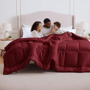Bedsure Comforter Duvet Insert - Quilted Comforters Oversized King, All Season Duvet, GentleSoft Down Alternative Bedding Blanket, with 8 Tabs, Gifts for Women/Men, Red, Oversized King 116x98 Inches
