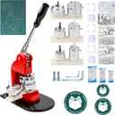 Button Maker Machine Multiple Sizes, 1 inch+1.25 inch+2.25 inch DIY Button Press Machine Kit, Metal Button Press Machine with Cutting Mat and Circle Cutte, Come with 300 Button Parts Supplies
