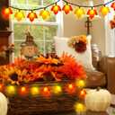 2 x Abeja Fall Maple Leaf Lights, 8.5FT LED Leaf String Lights with 10 3D Orange Yellow Leaves, Indoor Outdoor Fall Lights for Bedroom Thanksgiving Party Garden Patio