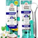 GuruNanda Hydroxyapatite Toothpaste, SLS & Fluoride Free, Whitening Toothpaste - Freshens Breath, Fights Plaque - Natural CocoMint Jasmine Neem, 4.2oz