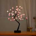 Cherry Blossom Tree Lamp, 18" Bonsai Tree Light - Modern Home Decor, Cute Japanese Room Decor- Battery/USB Powered Aesthetic Lamp (36 LED, Warm White)