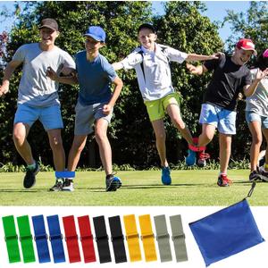 12 Pcs 3 Legged Race Bands Firm Elastic Tie Kids Outdoor Games Teamwork Birthday Party Game for Adults & family Field Day Carnival Theme Outside Yard Games