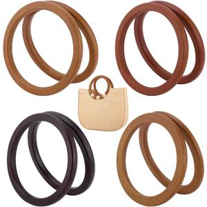 PH PandaHall 8pcs Flat Round Bag Handles 4 Colors Wooden Purse Handles 5.5 inch Decorative Ring Handbag Purse Handle Replacement for DIY Handmade Woven Bags Purses Handbags Tote Making