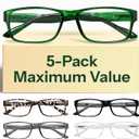 Gaoye 2.5 Professional Reading Glasses for All Day - FSA-HSA - Computer Readers with Blue Light Protection Color: Clear Natural Hue, 5-pack