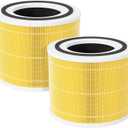 Core 300 Replacement Filter for LEVOIT Core 300 & 300S Air Purifier, 3-Stage H13 True HEPA Filter for Common Airborne Substance Removal, Replace Core 300-RF, Yellow, 2-Pack
