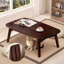 Japanese Floor Table - Bamboo Wood Japanese Folding Table for Tatami, Tea, Meditation, Dining - Portable & Easy Storage, No Assembly Required - Compact Design for Sitting on Floor 31.5 Inches (Black Walnut)