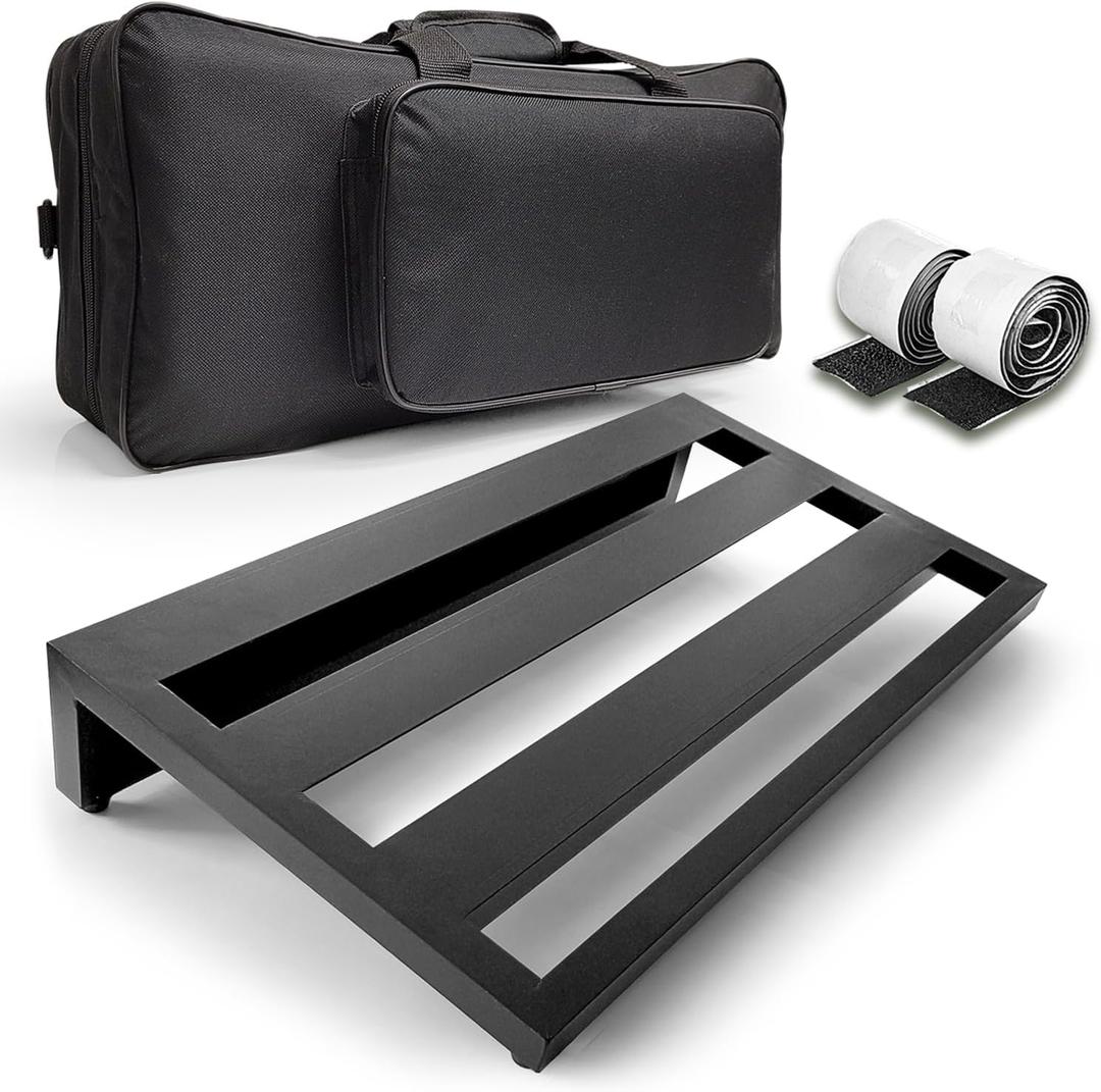 AxcessAbles Guitar Pedal Board 20" x 12" Lightweight 4lb Aluminum Pedalboard with Canvas Carry Bag and Velcro Up to 18 Guitar, Bass Stomp Pedals. Compatible with BOSS, MXR, TC, Digitech