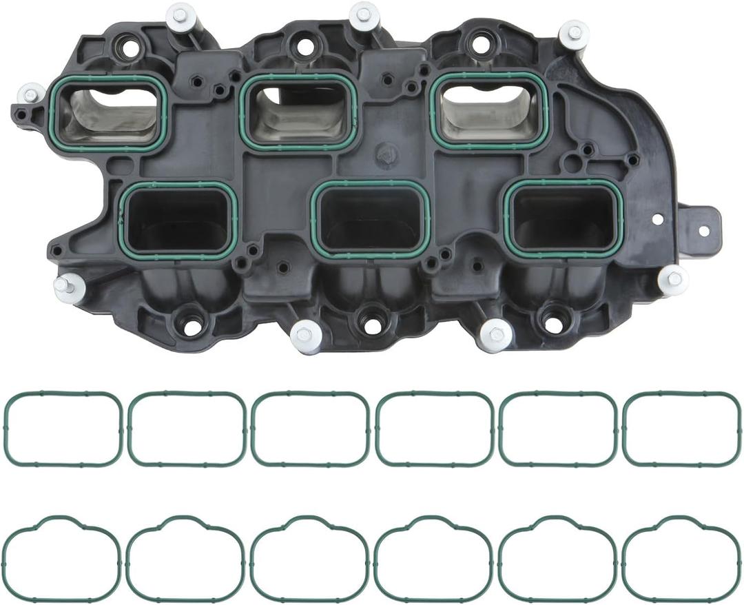 MITZONE Intake Manifold with Gasket Compatible with 2011-2021 Jeep Dodge RAM Chevy 3.6L V6 Vehicles Grand Cherokee Wrangler Journey Grand Caravan Town Country Replace 05184199AF (Black)