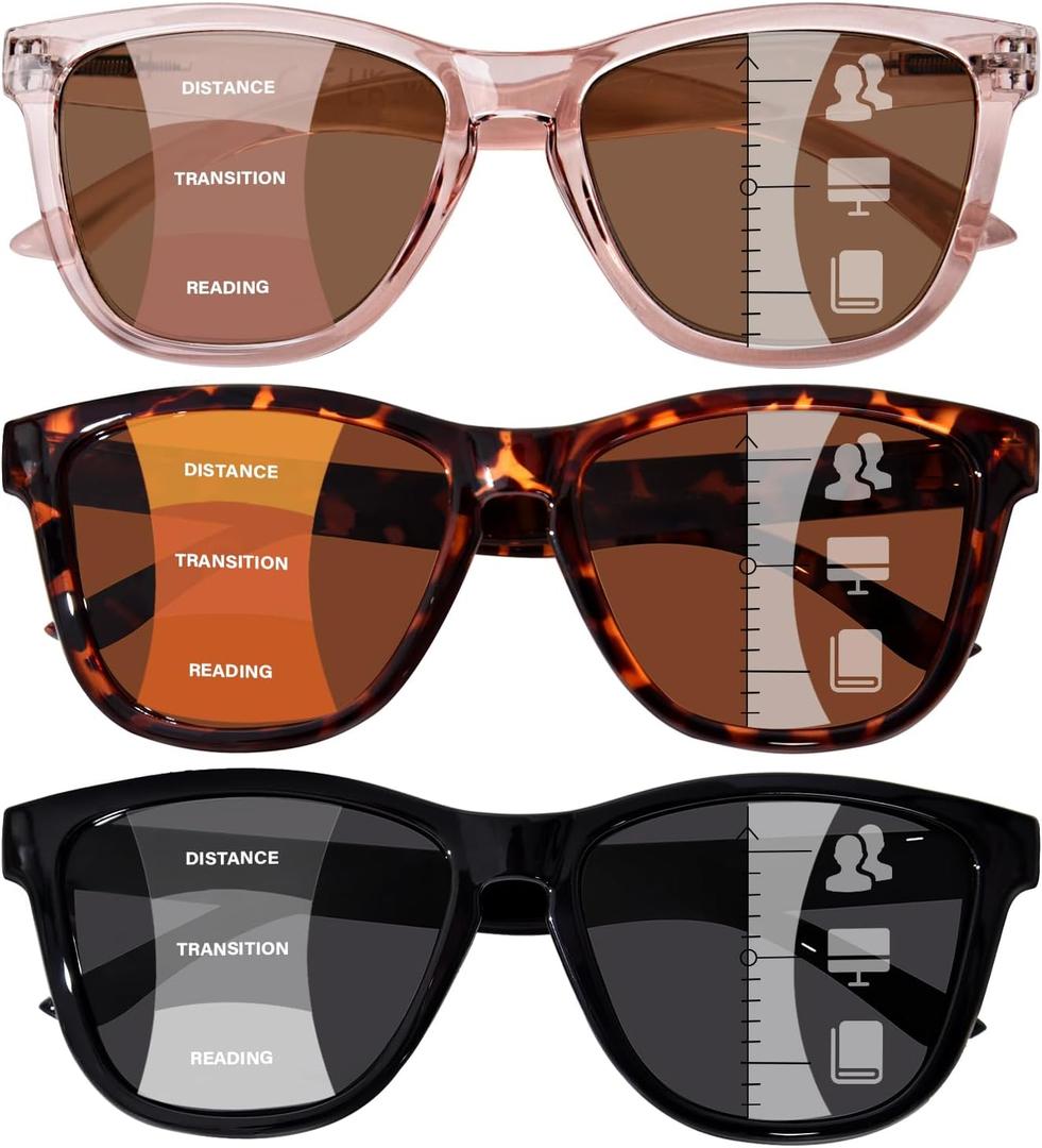 Progressive Reading Sunglasses for Women and Men Spring Hinges Multifocal Readers Sunglasses UV400 Protection