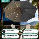 9FT Solar-Powered LED Patio Umbrella with Tilt Crank,Outdoor Market Umbrella with 32 Lights,Sunshade for Deck, Garden and Pool