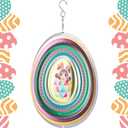Chunful 3D Easter Bunny Wind Spinners Outdoor Hanging Ornament Gifts 10 Inch Kinetic Hanging Sculpture for Outdoor Indoor Garden Decoration Yard Art(Egg Style)