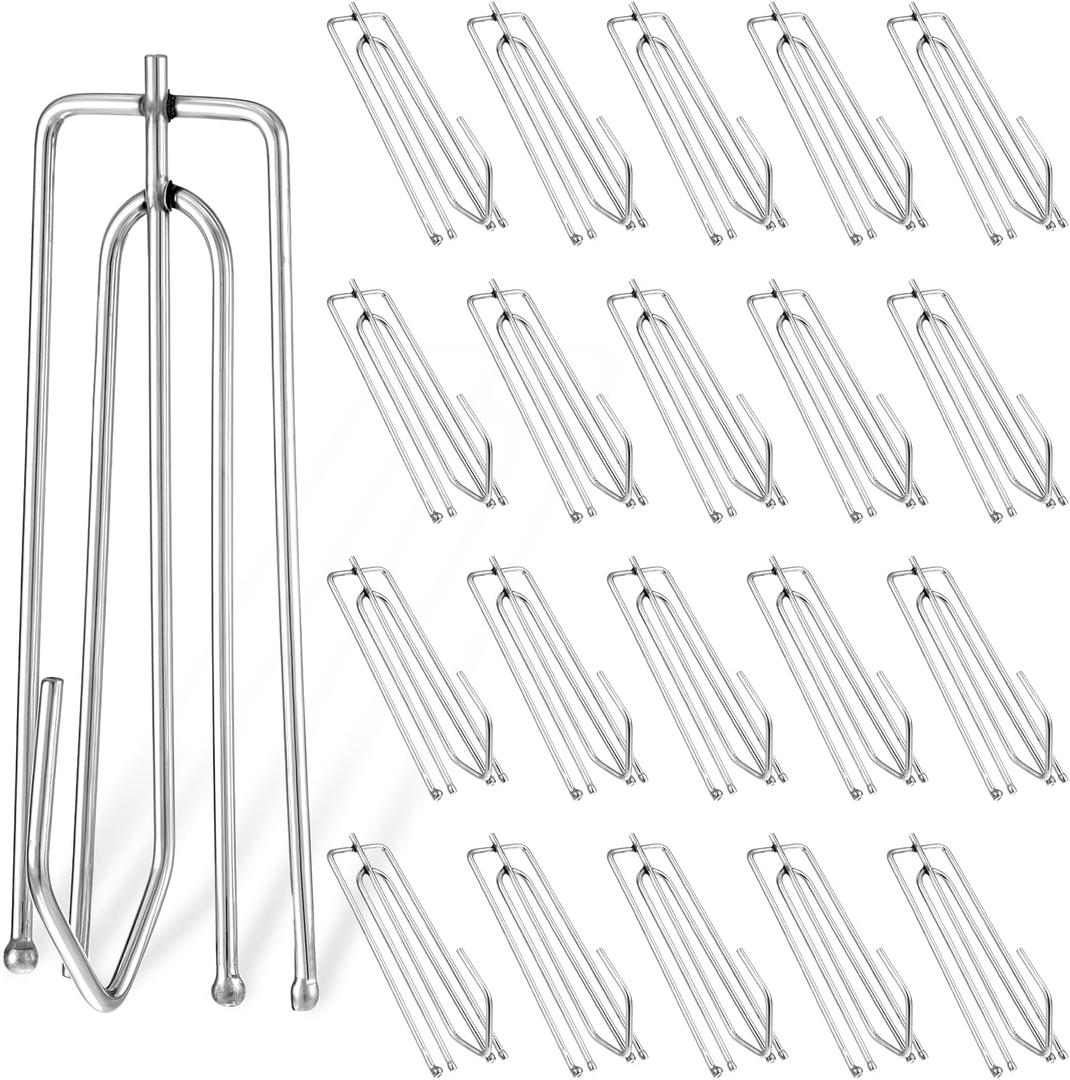 150Pcs Stainless Steel Curtain Pleat Hooks, Traverse Pleater, Drapery Clasp and Pin, Pinch Pleat Shower Curtain, 4 End Curtain Hangers for Window, Door, Bathroom