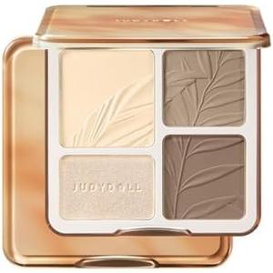 JUDYDOLL Highlight & Contour Palette, All-in-One Matte Highlighter Contour Compact, stocking stuffers, Blendable Makeup for Beginners, for Warm Skin Tone, (02 Tree Shadow Palette) Exp. 2028/08/26